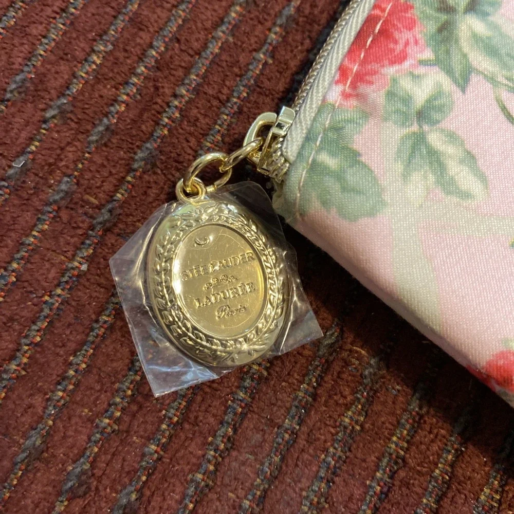 NEW ESTEE LAUDER X LADUREE MAKE-UP COSMETIC BAG ROSE FLORAL PATTERN PINK